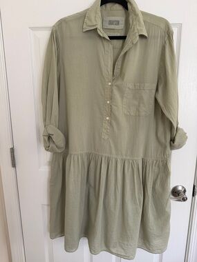 Grayson Olive Green Midi Shirt Dress